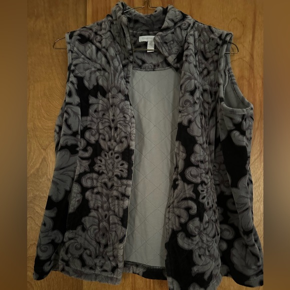 Charter Club black and grey velour vest size small 75% cotton 25% polyester - Picture 3 of 4
